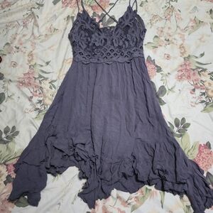 Women's Lace-Trim Spaghetti Strap Dress - Purple